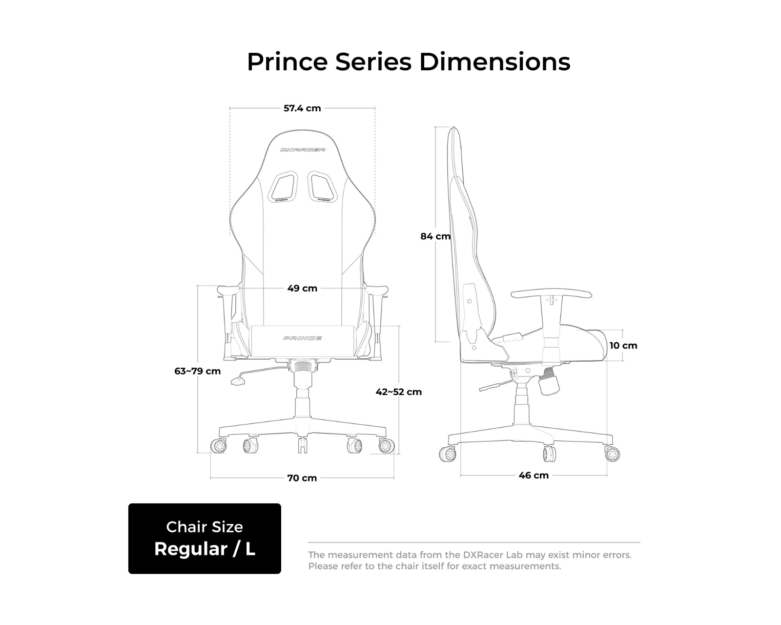 PRINCE Gaming Chair Black & Grey Fabric L PRINCE Gaming Chair Black & Grey Fabric L